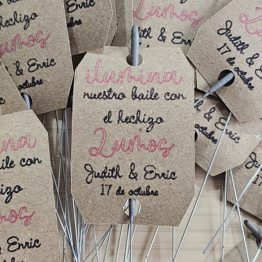 Bengalas Personalizadas para Bodas | Tarjeta con Nombres, Fecha y Mensaje