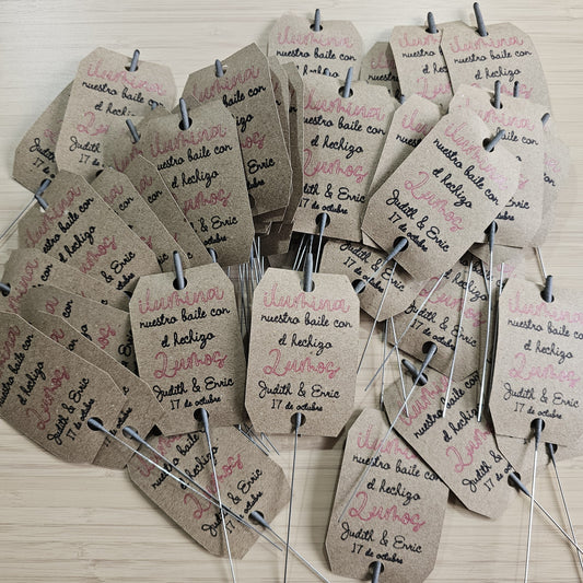Bengalas Personalizadas para Bodas | Tarjeta con Nombres, Fecha y Mensaje