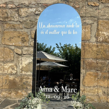 Personalized Wedding Mirror Decal | Names, Date and Phrase