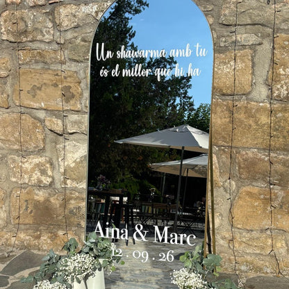 Personalized Wedding Mirror Decal | Names, Date and Phrase