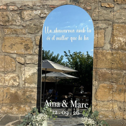 Personalized Wedding Mirror Decal | Names, Date and Phrase